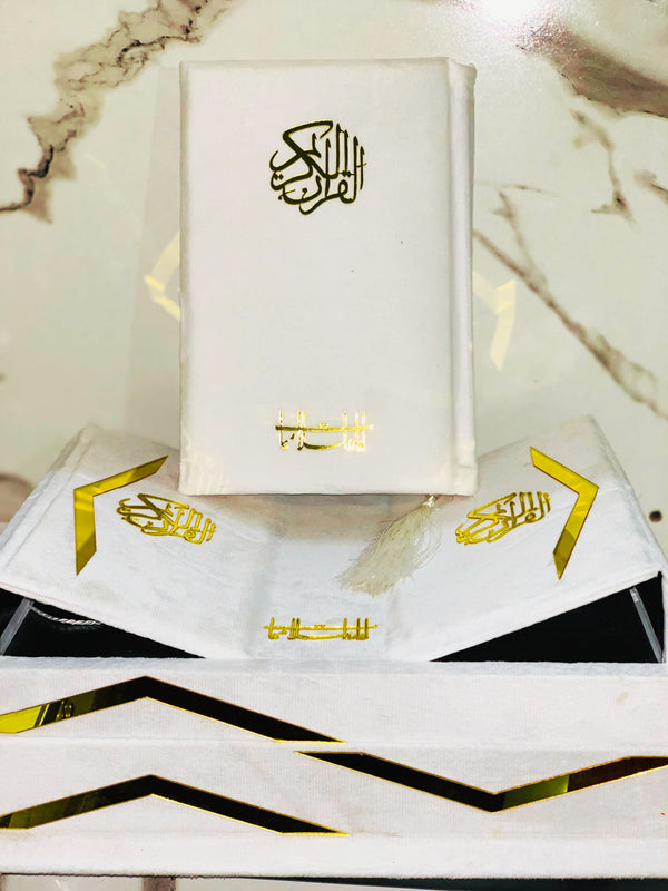 White Quran with Velvet boxing