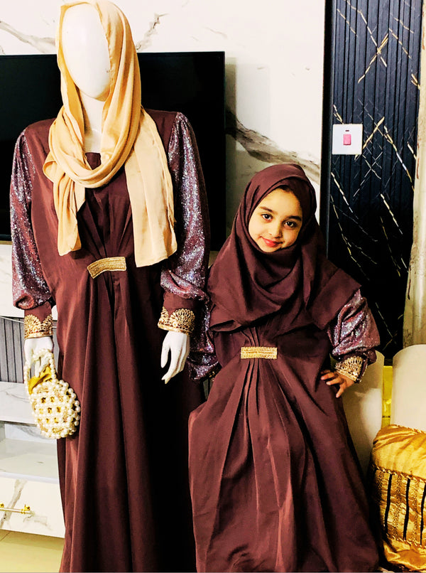 Brown Mother and Daughter Abaya